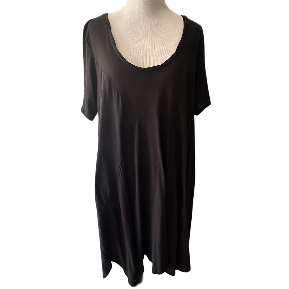 Free People FP Beach Knit Dress Womens Large Black Swing Pockets Casual Coverup